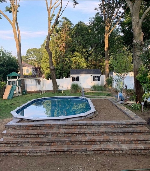 Pool patio finished with matched paver stones