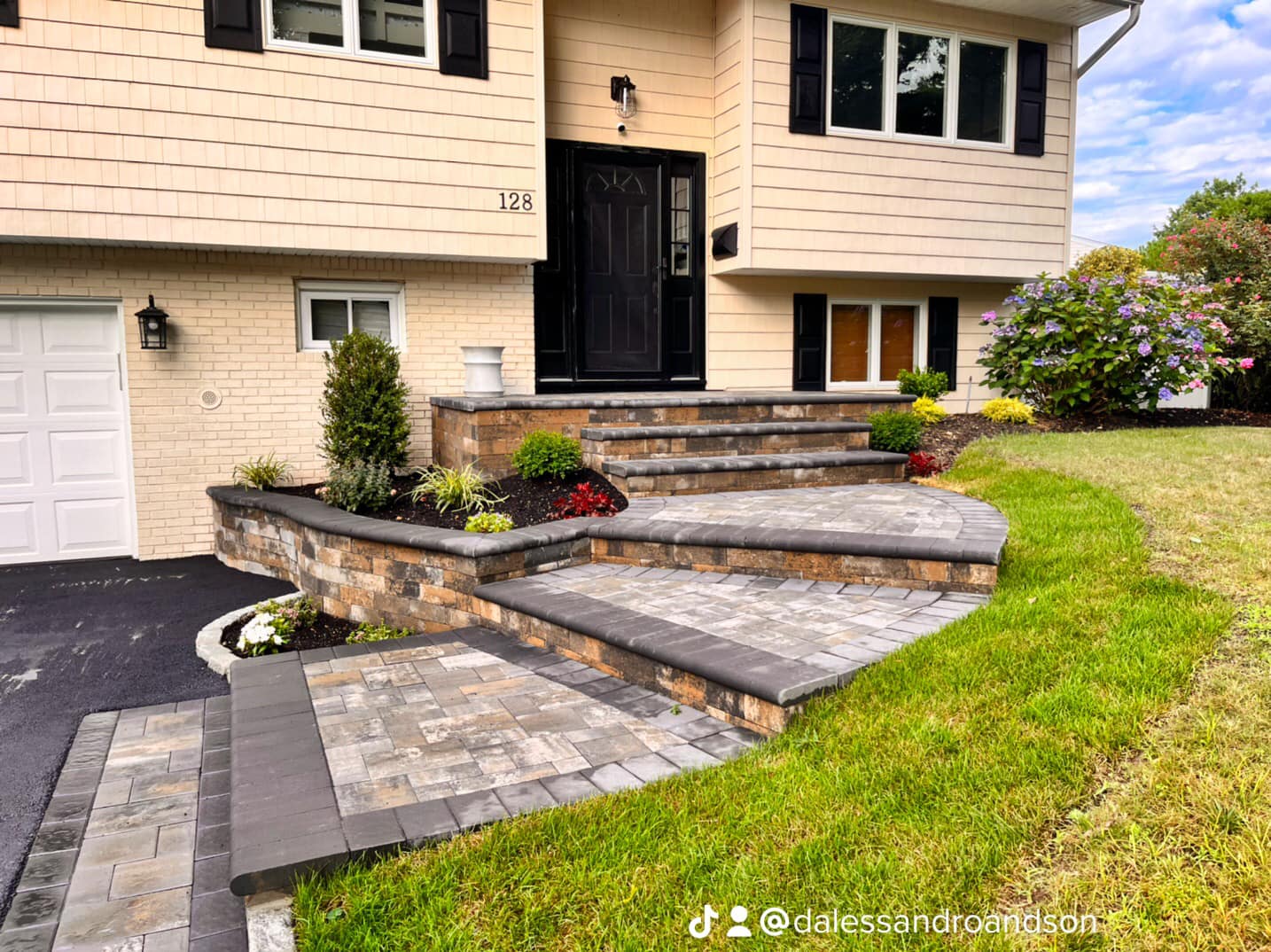 Paver steps leading up to a front stoop